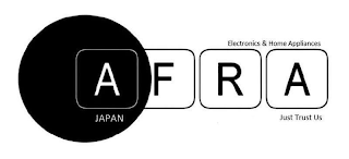 A F R A JAPAN ELECTRONICS & HOME APPLIANCES JUST TRUST US logo