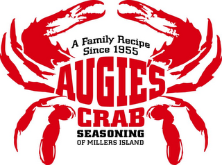 A FAMILY RECIPE SINCE 1955 AUGIE'S CRAB SEASONING OF MILLERS ISLAND logo