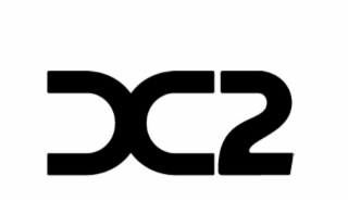 A FUTURISTIC FONT CONNECTING THE LETTERS “D” AND “C” WITH “2” ALL ON ONE LINE logo