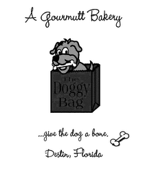 A GOURMUTT BAKERY DOGGY BAG ...GIVE THE DOG A BONE. DESTIN, FLORIDA logo