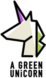 A GREEN UNICORN logo