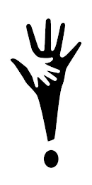 A HAND-IN-HAND IMAGE SHAPED AS EXCLAMATION POINT logo