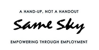 A HAND-UP, NOT A HANDOUT SAME SKY EMPOWERING THROUGH EMPLOYMENT logo
