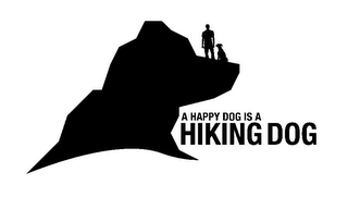 A HAPPY DOG IS A HIKING DOG logo