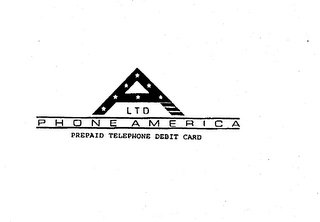 A LTD PHONE AMERICA PREPAID TELEPHONE DEBIT CARD logo