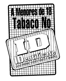 A MENORES DE 18 TABACO NO ID IDENTIFICATE LA LEY PROHIBE VENDER TABACO A MENORES logo