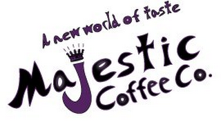 A NEW WORLD OF TASTE MAJESTIC COFFEE CO. logo