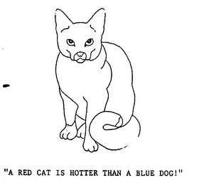 "A RED CAT IS HOTTER THAN A BLUE DOG!" logo