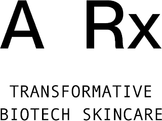 A RX TRANSFORMATIVE BIOTECH SKINCARE logo