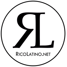 A STYLIZED COMBINATION OF A BACKWARD LETTER 'R' AND A REGULAR LETTER 'L' SHARING A CENTRAL VERTICAL STEM, ENCLOSED WITHIN A CIRCLE. THE TEXT 'RICOLATINO.NET' IS POSITIONED HORIZONTALLY BENEATH THE LETTERS, SITTING ABOVE THE BOTTOM CURVE OF THE CIRCLE. logo