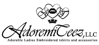 A T ADOREMI TEEZ, LLC ADORABLE LADIES EMBROIDERED TSHIRTS AND ACCESSORIES logo