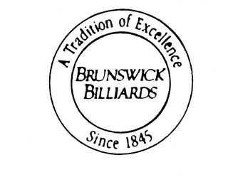 A TRADITION OF EXCELLENCE BRUNSWICK BILLIARDS SINCE 1845 logo