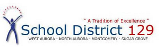 " A TRADITION OF EXCELLENCE " SCHOOL DISTRICT 129 WEST AURORA - NORTH AURORA - MONTGOMERY - SUGAR GROVE logo