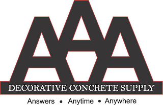 AAA DECORATIVE CONCRETE SUPPLY ANSWERS · ANYTIME · ANYWHERE logo