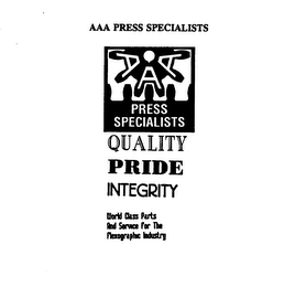 AAA PRESS SPECIALISTS QUALITY PRIDE INTEGRITY logo