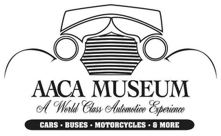 AACA MUSEUM A WORLD CLASS AUTOMOTIVE EXPERIENCE CARS · BUSES · MOTORCYCLES · & MORE logo