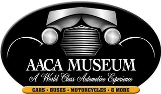 AACA MUSEUM A WORLD CLASS AUTOMOTIVE EXPERIENCE CARS · BUSES ·MOTORCYCLES · & MORE logo