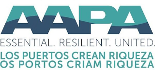 AAPA ESSENTIAL. RESILIENT. UNITED. LOS PUERTOS CREAN RIQUEZA OS PORTOS CRIAM RIQUEZA logo