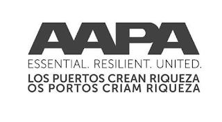 AAPA ESSENTIAL. RESILIENT. UNITED. LOS PUERTOS CREAN RIQUEZA OS PORTOS CRIAM RIQUEZA logo