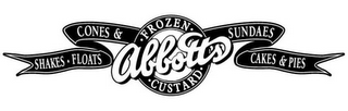 ABBOTT'S FROZEN CUSTARD SHAKES FLOATS CONES & SUNDAES CAKES & PIES logo