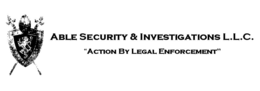 ABLE SECURITY & INVESTIGATIONS L.L.C. "ACTION BY LEGAL ENFORCEMENT" logo