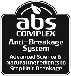 ABS COMPLEX ANTI-BREAKAGE SYSTEM ADVANCED SCIENCE & NATURAL INGREDIENTS TO STOP HAIR BREAKAGE logo