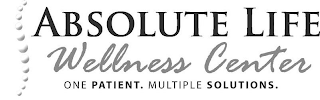 ABSOLUTE LIFE WELLNESS CENTER ONE PATIENT. MULTIPLE SOLUTIONS. logo