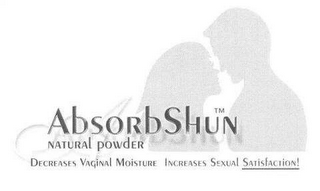 ABSORBSHUN NATURAL POWDER DECREASES VAGINAL MOISTURE INCREASES SEXUAL SATISFACTION! logo