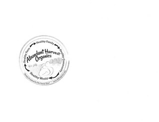 ABUNDANT HARVEST ORGANICS HEALTHY FAMILY HEALTHY COMMUNITY HEALTHY WORLD HEALTHY FARM logo