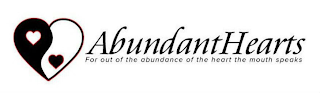 ABUNDANT HEARTS FOR OUT OF THE ABUNDANCE OF THE HEART THE MOUTH SPEAKS logo
