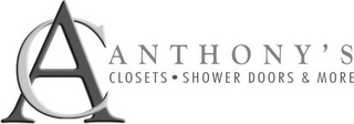 AC ANTHONY'S CLOSETS · SHOWER DOORS & MORE logo