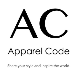 AC APPAREL CODE SHARE YOUR STYLE AND INSPIRE THE WORLD. logo