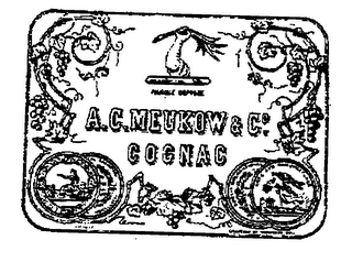 A.C. MEUKOW & CO COGNAC MARQUE DEPOSEE REGISTERED AT STATIONERS HALL logo