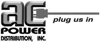 AC POWER DISTRIBUTION, INC. PLUG US IN logo