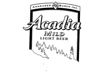 ACADIA MILD LIGHT BEER ANHEUSER AB BUSCH INC. logo