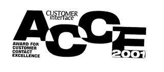 ACCE 2001 CUSTOMER INTERFACE AWARD FOR CUSTOMER CONTACT EXCELLENCE logo