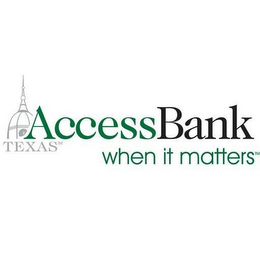 ACCESSBANK WHEN IT MATTERS TEXAS logo