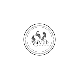 ACCOMPLISHED-STRENGTH-INSPIRE-MINDFUL-AWARE-HUMBLE POSITIVE-RESILIENT-OBSERVANT-DEVOTION-UNIQUE-CAPABLE-TRANQUIL-SELFLESS ASIMAH PRODUCTS logo