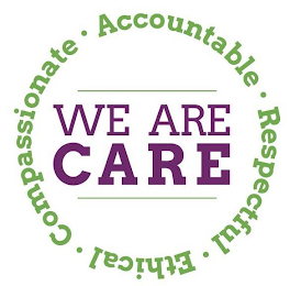 ACCOUNTABLE RESPECTFUL ETHICAL COMPASSIONATE WE ARE CARE logo
