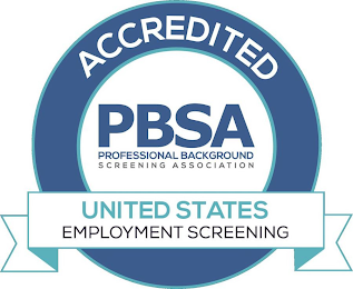 ACCREDITED PBSA PROFESSIONAL BACKGROUND SCREENING ASSOCIATION UNITED STATES EMPLOYMENT SCREENING logo