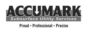 ACCUMARK SUBSURFACE UTILITY SERVICES PROUD · PROFESSIONAL · PRECISE logo