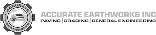 ACCURATE EARTHWORKS AE ACCURATE EARTHWORKS INC PAVING | GRADING | GENERAL ENGINEERING logo