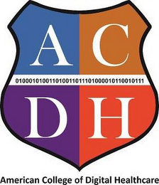 ACDH AMERICAN COLLEGE OF DIGITAL HEALTHCARE 010001010011010011011101000010110010111 logo