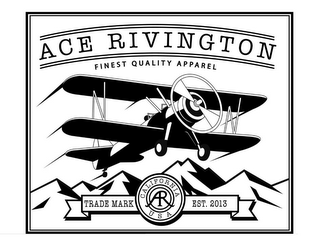 ACE RIVINGTON FINEST QUALITY APPAREL CALIFORNIA USA AR TRADE MARK EST. 2013 logo