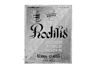 ACHAIA CLAUSS RODITIS ROSE TABLE WINE 1801 logo