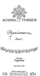 ACHAVAL FERRIER QUIMERA 2001 MENDOZA ARGENTINA VINO FINO TINTO logo