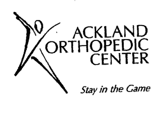 ACKLAND ORTHOPEDIC CENTER STAY IN THE GAME logo