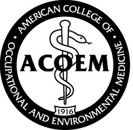 ACOEM · AMERICAN COLLEGE OF · OCCUPATIONAL AND ENVIRONMENTAL MEDICINE 1916 logo