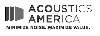 ACOUSTICS AMERICA MINIMIZE NOISE. MAXIMIZE VALUE. logo