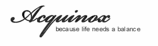 ACQUINOX BECAUSE LIFE NEEDS A BALANCE logo